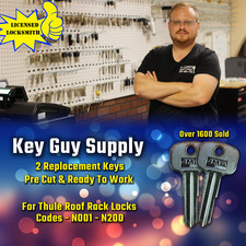 N001-N200 Replacement keys for Thule roof rack, Cut to Code Licensed Locksmith.