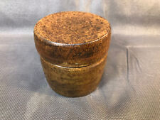 Antique Small Glazed Sandstone Jar with Ointment or Soap Bathroom Vintage Signed