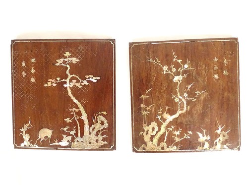 Pair decorative panels - panels, wood