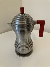Alessi Pulcina Stove Top Red Espresso 1 Cup Coffee Maker Aluminum - Missing Pts