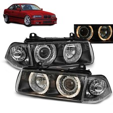 2 FEUX PHARE AVANT ANGEL EYES BMW E36 SERIE 3 NOIR COUPE ET CABRIOLET