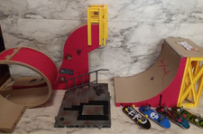 TECH DECK Skate Park Ramps, Loop, Rail w/ Stairs TONY HAWK Lot w/ 4 Finger Board
