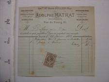 Invoice letter 1889 mattress DIJON wicker woodwork vanery repair baskets