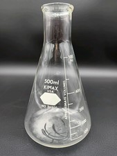 KIMAX FLASK ERLENMEYER Wide Mouth 500 ml Graduated Conical Pyrex Glass USA