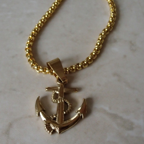 Pendentif collier ancre - ,