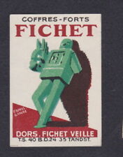 Ancienne étiquette allumettes France BN53010 Coffres Fort Fichet 