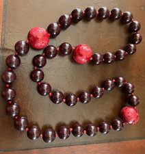 Tiffany & Co. Zellige Paloma Picasso Necklace Burgundy &Red Beads SIGNED app 34"