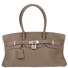 Hermes Etoupe Gray Taurillon Clemence JPG Shoulder Birkin Handbag 234A□N 186387