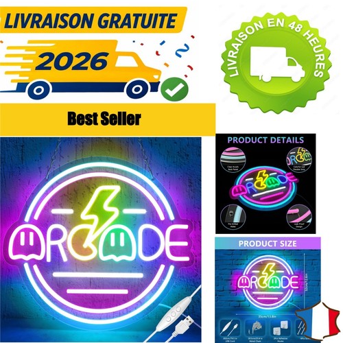 Enseigne néon led gaming - enseigne,
