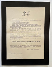 ARTHUR MABILLE DU CHENE Ville Ferolles Dorides FAIRE PART Bossoreille Ribou 1899