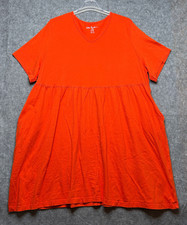 Ulla Popken Dress Womens 28 Orange Knit TShirt Beachy Pockets Comfy Festive Fun