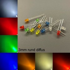 3mm LEDs Round Diffuse All Colours Inc Resistors Light Emitting Diodes LED 3mm