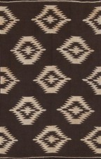 Tapis Accent Kilim Teint Naturel Réversible Marron Foncé Laine Fait Main 5x7