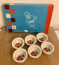 Villeroy & Boch Luxembourg Set of 6 Ramekins Souffle Dishes w/ Carrier & Box NOS