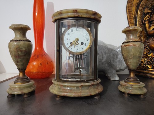 Horloge pendule cage onyx