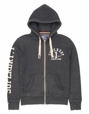 SUPERDRY Mens Graphic Zip Hoodie Sweater Medium Navy Blue Cotton DZ68