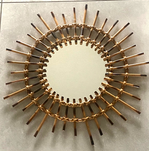Miroir soleil rotin vintage - soleil,