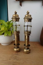 Duo of Antique Brass Train Lanterns "RRCI" ?? | Early 20th Century | 33.5cm