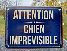 Plaque metal Attention chien