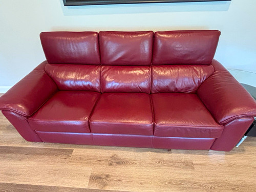 Burgundy leather sofa3 - sofa3-seat, /