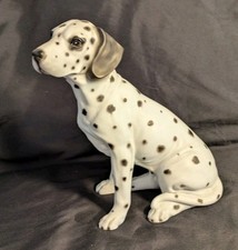 Statuette Figurine Dalmatien Assis, en Biscuit Porcelaine, 23 cm, très réaliste