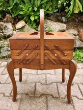 Travailleuse Boîte à Couture Vintage Bois Pieds Galbés Déco années 50/60 Ancien 
