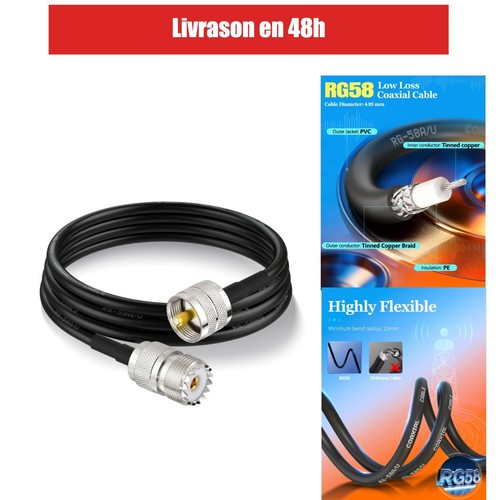 Câble coaxial rg58 pl259 - coaxial,