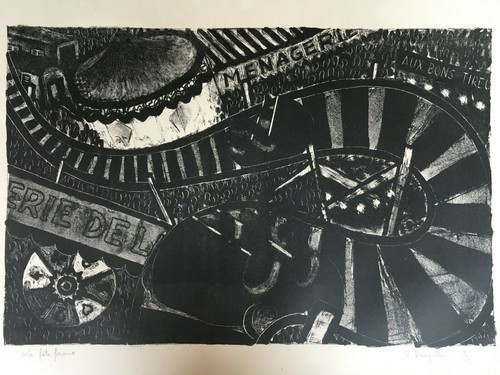 Lithographie fête foraine - la,
