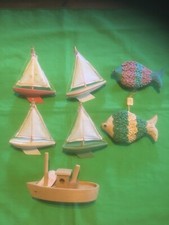 4 vintage miniature sail boats