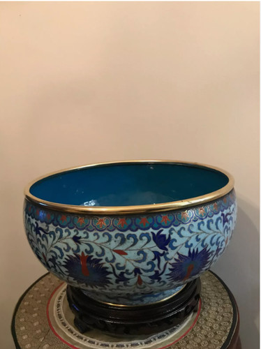 Cloisonne vase coupe cache pot - cloisonne,