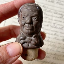 Antique Terracotta Man Head Cap with Sucker's Cap & Bow Tie