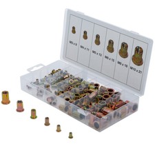 COFFRET ASSORTIMENT DE 150 INSERTS FILETES ACIER GALVANISE DE 3 à 10 mm