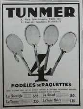 1926 TUNMER PRESS ADVERTISEMENT TENNIS RACKET MODELS