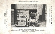 Old postcard Militaria - behind the scenes of Victory. Generators "ASTER" in Paris