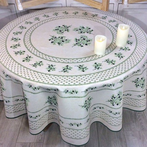 Nappe ronde olivou écru - 1m, 80