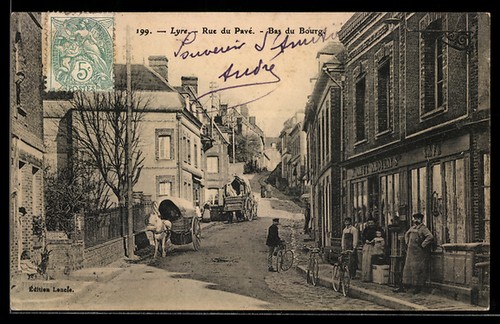 Cpa lyre rue pavé bas - rue,