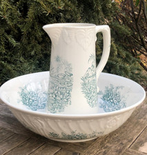 Ensemble de toilette BROC VASQUE RIO Nouvelle Faïencerie de Givors NÉNUPHARS