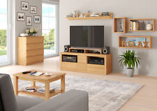 Armoire TV Élément TV Meuble bas Meuble multimédia 140x50x44 Hêtre laqué