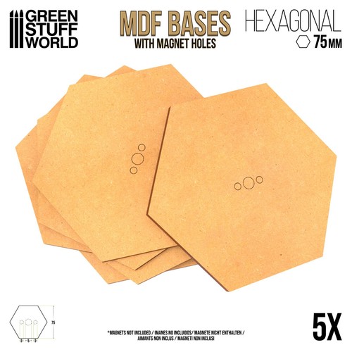 Socles hexagonale 75mm bois - 5x,