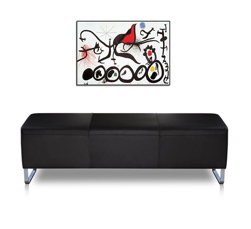 Banc cuir noir - banc, patins