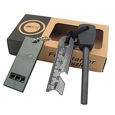 Pierre à Feu Allume Feu en Silex Magnésium Briquet Kit 7 en 1 avec Manche en ...