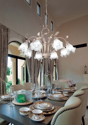 Lustre fer forgé ivoire a - lustre,