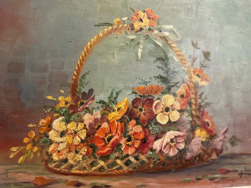 Composition florale peinture - -,