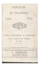 Livret technique chemin de fer Perceuse de traverses Stumec Geismar