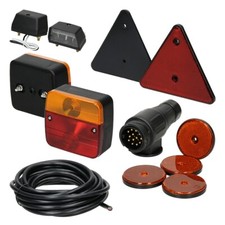 Kit éclairage feux remorque homologués marque E avec réflecteurs câble 12 pièces