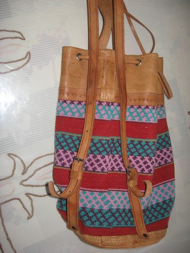 Sac besace cuir tissus - cuir,