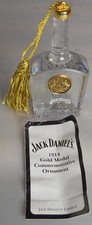 Jack Daniels Ltd 1914 Gold Metal Commemorative Crystal Whiskey Bottle Ornament