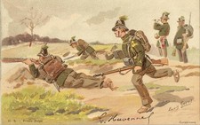 FANCY POSTCARD BELGIAN ARMY CARABINIERI ILLUSTRATOR LOUIS GEENS