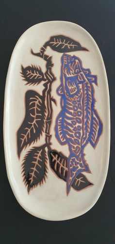 Grand plat céramique - , jean