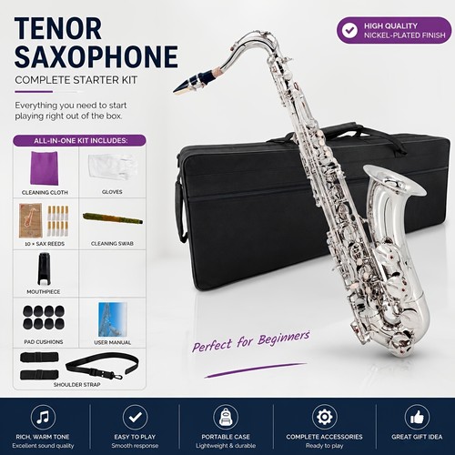 Tenor saxophone flat silver - tenor, -b